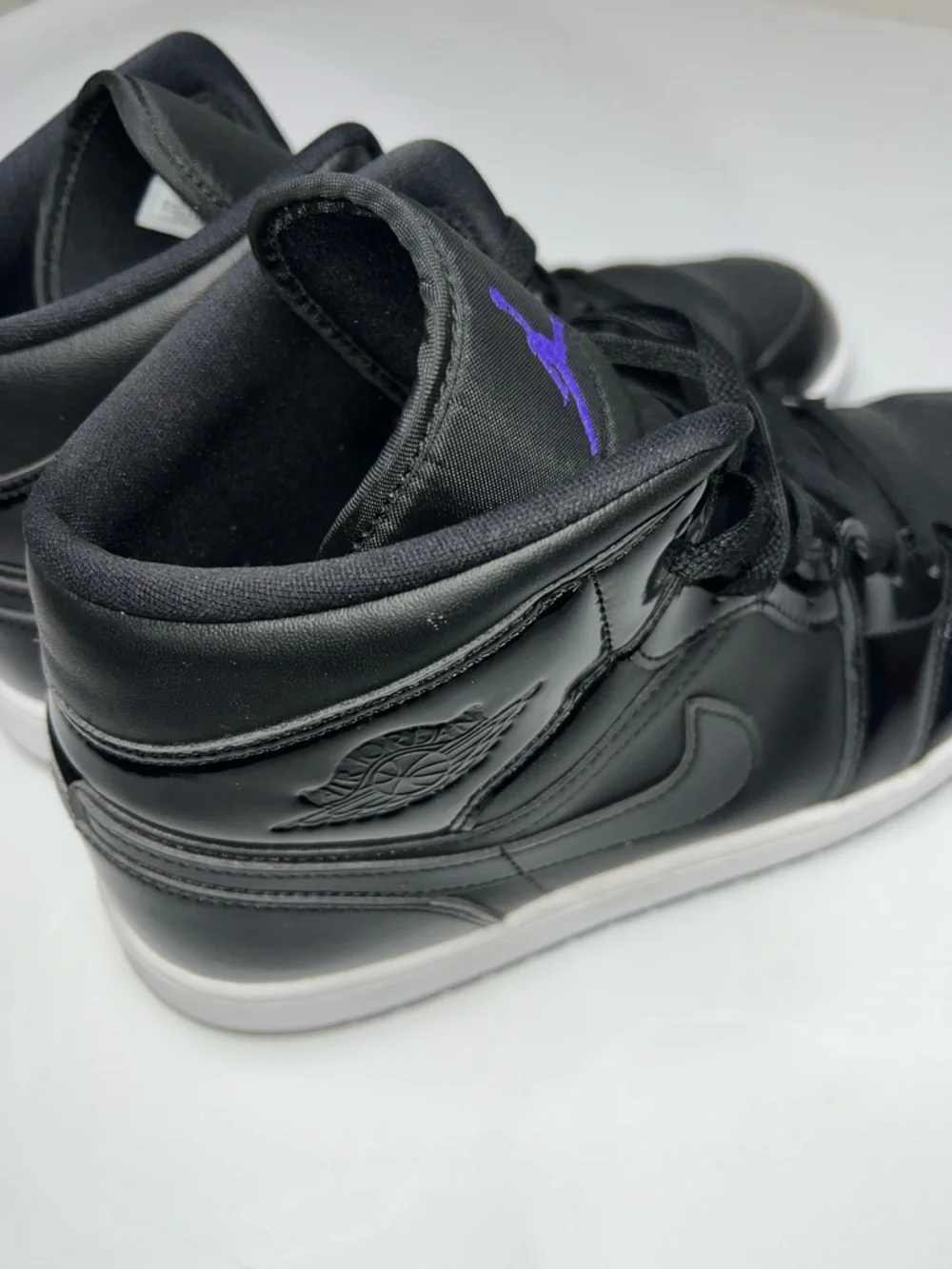 Air Jordan 1 Mid Black Patent Leather Sneakers  Men's size 13